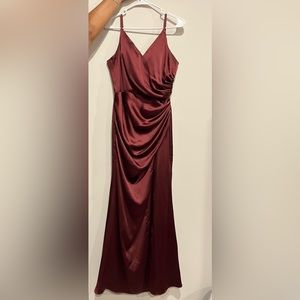 Satin Rory Dress in Cabernet.